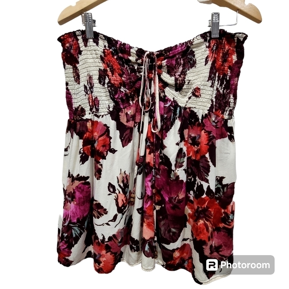 Pure Energy Size 3 or 22/24 Floral Smocked Babydoll Tube Top VCAY Summer Red